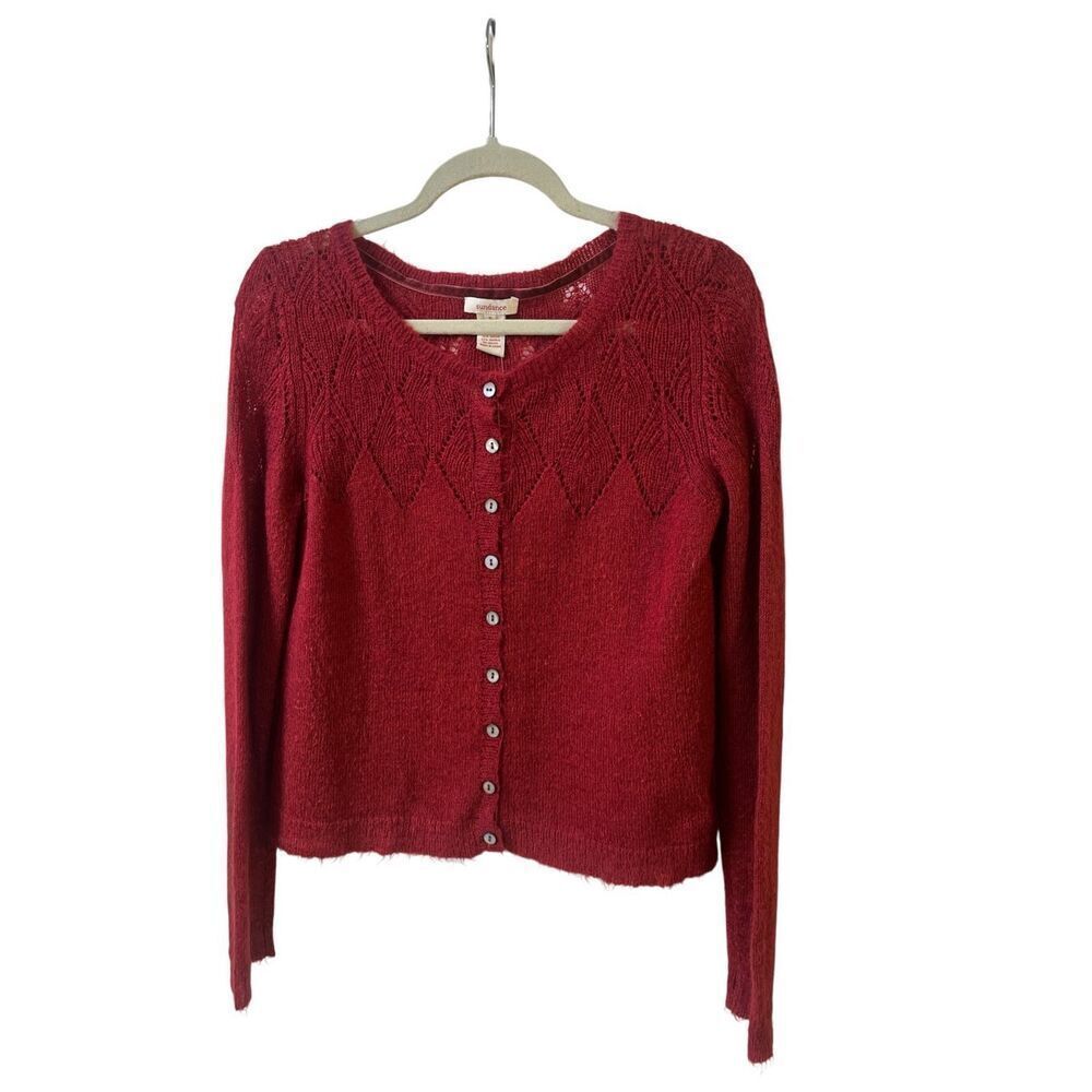 Sundance open weave mohair blend cardigan sweater sz Small